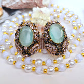 Aqua Green Stud/Earrings (Diamond Cut)